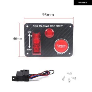 トゥルーカーボン 12V レーシングカー イグニッション スイッチ パネル エンジン スタート ストップ イグニッション プッシュ ボタン LED トグル スイッチ - 2 in 1