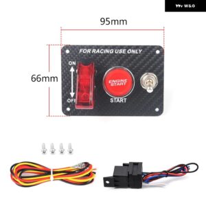 トゥルーカーボン 12V レーシングカー イグニッション スイッチ パネル エンジン スタート ストップ イグニッション プッシュ ボタン LED トグル スイッチ - 3 in 1