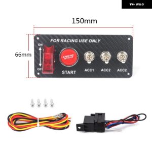 トゥルーカーボン 12V レーシングカー イグニッション スイッチ パネル エンジン スタート ストップ イグニッション プッシュ ボタン LED トグル スイッチ - 5 in 1