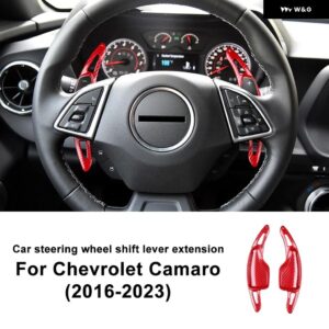 ABS シボレー カマロ 2016 - 23 車用 ステアリングホイール パドル シフター カバー トリム アクセサリー - red carbon fiber