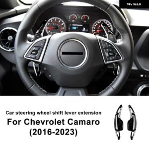 ABS シボレー カマロ 2016 - 23 車用 ステアリングホイール パドル シフター カバー トリム アクセサリー - black