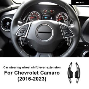 ABS シボレー カマロ 2016 - 23 車用 ステアリングホイール パドル シフター カバー トリム アクセサリー - Black Carbon Fiber
