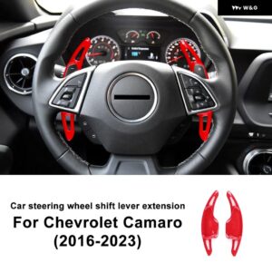 ABS シボレー カマロ 2016 - 23 車用 ステアリングホイール パドル シフター カバー トリム アクセサリー - red