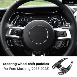 ABS カーボン パターン ステアリングホイール パドル シフター エクステンション フォード マスタング 2015 - 19-2023 - Forged Pattern BK