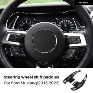ABS カーボン パターン ステアリングホイール パドル シフター エクステンション フォード マスタング 2015 - 19-2023 - Carbon Style BK