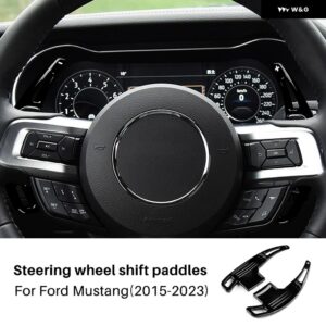 ABS カーボン パターン ステアリングホイール パドル シフター エクステンション フォード マスタング 2015 - 19-2023 - black