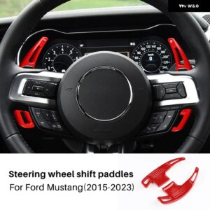 ABS カーボン パターン ステアリングホイール パドル シフター エクステンション フォード マスタング 2015 - 19-2023 - red