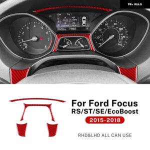 LHD RHD 車用スピード メーター フレーム リアルソフトカーボン ステッカー フォード フォーカス SE RS ST エコブースト 2015 - 18 アクセサリー - Red carbon