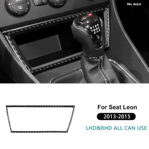 LHD RHD SEAT LEON 2013 2014 2015 車用 セントラ ルストレージ USBポート フレーム リアルソフトカーボン ステッカー インテリア アクセサリー - Black Carbon
