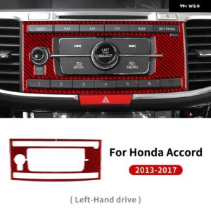 カー セントラ ル CD フレーム リアルソフトカーボン ステッカー ホンダ アコード 2013 - 17 内装 トリム アクセサリー - Type 1 Red Carbon