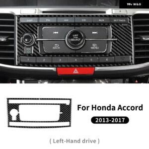 カー セントラ ル CD フレーム リアルソフトカーボン ステッカー ホンダ アコード 2013 - 17 内装 トリム アクセサリー - Type 1 Black Carbon