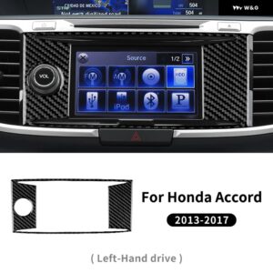 カー セントラ ル CD フレーム リアルソフトカーボン ステッカー ホンダ アコード 2013 - 17 内装 トリム アクセサリー - Type 2 Black Carbon