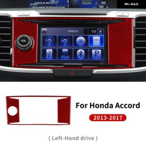 カー セントラ ル CD フレーム リアルソフトカーボン ステッカー ホンダ アコード 2013 - 17 内装 トリム アクセサリー - Type 2 Red Carbon