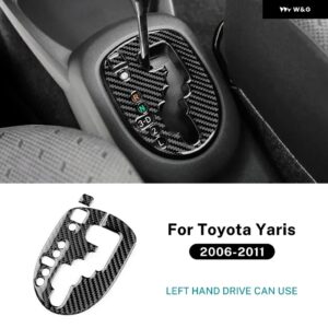 LHD RHD カー ギア シフト パネル トヨタ ヤリス 2006 - 11 リアルソフトカーボン ステッカー インテリア アクセサリー - For LHD Black Inner
