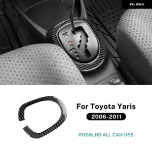 LHD RHD カー ギア シフト パネル トヨタ ヤリス 2006 - 11 リアルソフトカーボン ステッカー インテリア アクセサリー - For LHD Black Outer