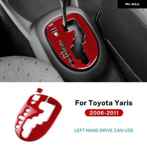 LHD RHD カー ギア シフト パネル トヨタ ヤリス 2006 - 11 リアルソフトカーボン ステッカー インテリア アクセサリー - For LHD Red Inner