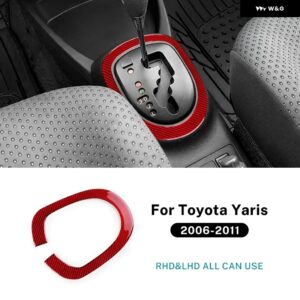 LHD RHD カー ギア シフト パネル トヨタ ヤリス 2006 - 11 リアルソフトカーボン ステッカー インテリア アクセサリー - For LHD Red Outer