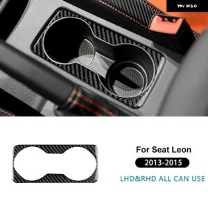 SEAT LEON 2013 2014 2015 リアルソフトカーボン ステッカー カーギア カップ ホルダー フレーム トリム LHD RHD インテリア アクセサリー - Black Carbon