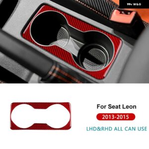 SEAT LEON 2013 2014 2015 リアルソフトカーボン ステッカー カーギア カップ ホルダー フレーム トリム LHD RHD インテリア アクセサリー - Red carbon