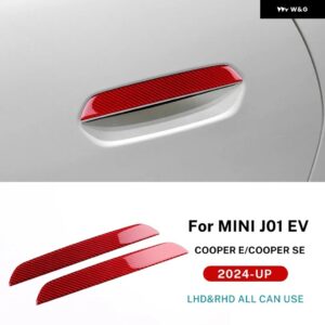 ドアハンドル ステッカー 外装 トリム パネル ミニ エレクトリック クーパー E SE J01 EV 2024 2025 ソフトカーボンアクセサリー - red without hole