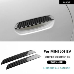 ドアハンドル ステッカー 外装 トリム パネル ミニ エレクトリック クーパー E SE J01 EV 2024 2025 ソフトカーボンアクセサリー - black without hole