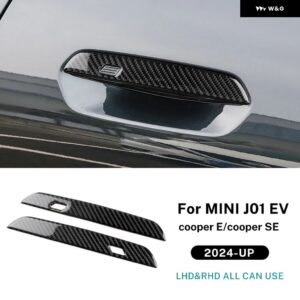 ドアハンドル ステッカー 外装 トリム パネル ミニ エレクトリック クーパー E SE J01 EV 2024 2025 ソフトカーボンアクセサリー - black with hole