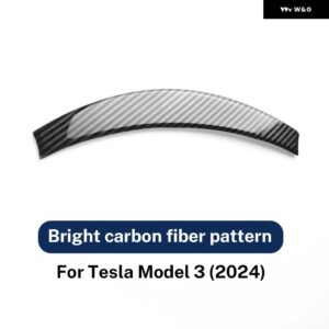 ステアリングホイール フレーム カバー テスラ モデル3 ハイランド 2024 ABS マットブライトカーボン トリム モデル3 インテリア アクセサリー - ABS bright carbon