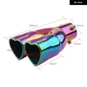 カーアクセサリー ハートシェイプ スタイル ダブル アウトレット マフラー チューブ ステンレス カーボン リア排気チップ マフラーテール - colorful straight