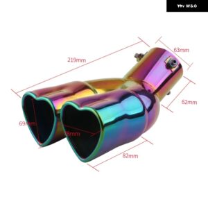 カーアクセサリー ハートシェイプ スタイル ダブル アウトレット マフラー チューブ ステンレス カーボン リア排気チップ マフラーテール - colorful bent
