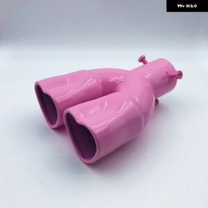 カーアクセサリー ハートシェイプ スタイル ダブル アウトレット マフラー チューブ ステンレス カーボン リア排気チップ マフラーテール - pink straight