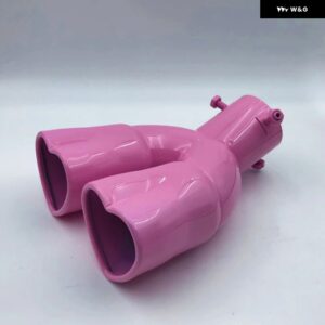 カーアクセサリー ハートシェイプ スタイル ダブル アウトレット マフラー チューブ ステンレス カーボン リア排気チップ マフラーテール - pink bent