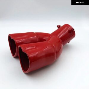 カーアクセサリー ハートシェイプ スタイル ダブル アウトレット マフラー チューブ ステンレス カーボン リア排気チップ マフラーテール - red bent