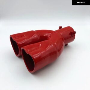 カーアクセサリー ハートシェイプ スタイル ダブル アウトレット マフラー チューブ ステンレス カーボン リア排気チップ マフラーテール - red straight