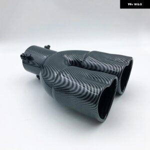 カーアクセサリー ハートシェイプ スタイル ダブル アウトレット マフラー チューブ ステンレス カーボン リア排気チップ マフラーテール - carbon straight