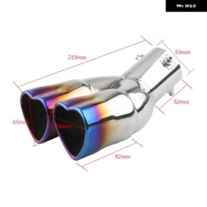 カーアクセサリー ハートシェイプ スタイル ダブル アウトレット マフラー チューブ ステンレス カーボン リア排気チップ マフラーテール - Burnt Blue bent