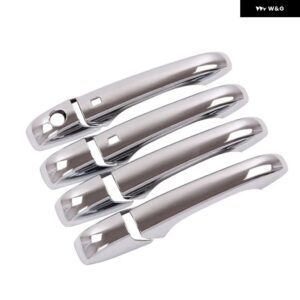 クライスラー 300 300C 2005 - 10 光沢ブラッククロームカー ドアハンドル カバー トリム ステッカー スタイリング アクセサリー - silver 2 buttons