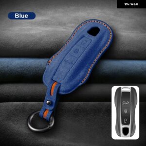 イタリアスーパースエード製リモートキーケースカバー シェル ポルシェ ケイマン 911 パナメーラ カイエン 718 マカン ボクスター オート トリム キー - Blue Style A