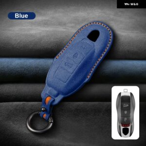 イタリアスーパースエード製リモートキーケースカバー シェル ポルシェ ケイマン 911 パナメーラ カイエン 718 マカン ボクスター オート トリム キー - Blue Style B