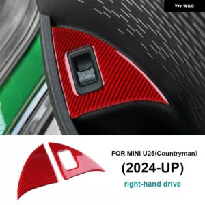 MINI U25 COUNTRYMAN 2024 2025 カーボン トリム ステッカー 車リア トランク ドアスイッチ ボタン フレーム カバー ステッカー - Red RHD