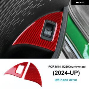 MINI U25 COUNTRYMAN 2024 2025 カーボン トリム ステッカー 車リア トランク ドアスイッチ ボタン フレーム カバー ステッカー - Red LHD