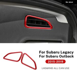 LHD RHD 車計器 パネル デフォッガー トリム スバル レガシィ アウトバック 2015 - 19 リアルソフトカーボン ステッカー - Red carbon