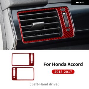 LHD 車用中央 コントロール サイド リアルソフトカーボン ホンダ アコード 2013 - 17 エア アウトレット インテリア アクセサリー - Red carbon