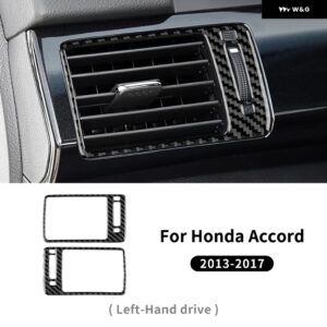 LHD 車用中央 コントロール サイド リアルソフトカーボン ホンダ アコード 2013 - 17 エア アウトレット インテリア アクセサリー - Black Carbon