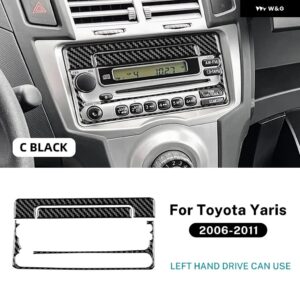 LHD トヨタ ヤリス 2006 - 11 リアルソフトカーボン ステッカー カーセンター コンソール フレーム インテリア アクセサリー - Type C For LHD Black