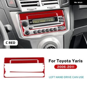 LHD トヨタ ヤリス 2006 - 11 リアルソフトカーボン ステッカー カーセンター コンソール フレーム インテリア アクセサリー - Type C For LHD Red