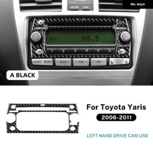 LHD トヨタ ヤリス 2006 - 11 リアルソフトカーボン ステッカー カーセンター コンソール フレーム インテリア アクセサリー - Type A For LHD Black