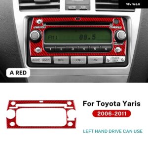 LHD トヨタ ヤリス 2006 - 11 リアルソフトカーボン ステッカー カーセンター コンソール フレーム インテリア アクセサリー - Type A For LHD Red