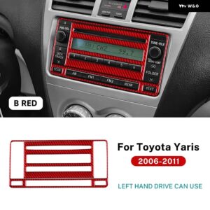 LHD トヨタ ヤリス 2006 - 11 リアルソフトカーボン ステッカー カーセンター コンソール フレーム インテリア アクセサリー - Type B For LHD Red