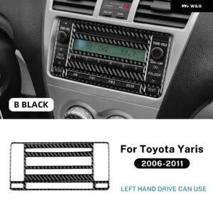 トヨタ ヤリス 2006 - 11 LHD リアルソフトカーボン ステッカー カーセンター コンソール フレーム インテリア アクセサリー - Type B For LHD Black