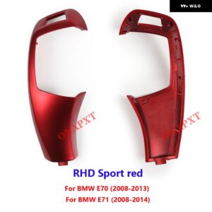 BMW E70 E71 2008-2013 LHD RHD ギア シフト ノブ トリム カバー アクセサリー カーボンパターン シフト レバー カバー ギアスティック - RHD red